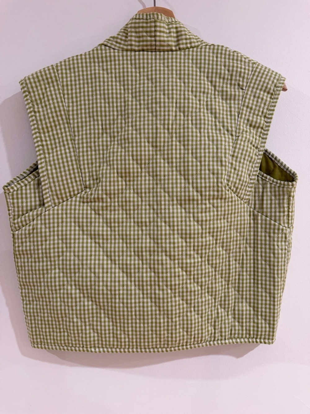 NWOT Italian Boutique Quilted Gingham Vest - Green - Siena Italy - Picture 2 of 7